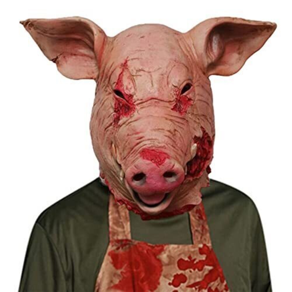 4004 Scary Halloween Latex Pig Mask - Bloody Butcher Costume Cosplay Props